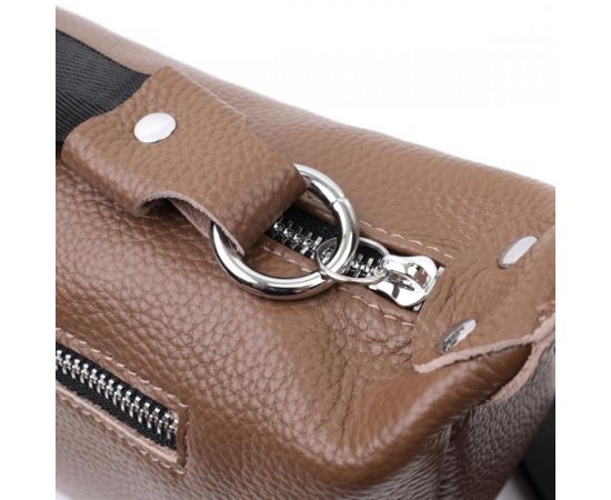 Купить Женская сумка из натуральной кожи через плечо с необычным бегунком брелком Vintage 22619 Коричневая, фото , изображение 9, характеристики, отзывы