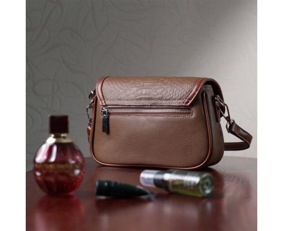 Придбати Женская сумка с фактурным клапаном из натуральной кожи Vintage 22621 Коричневая, image , зображення 12, характеристики, відгуки