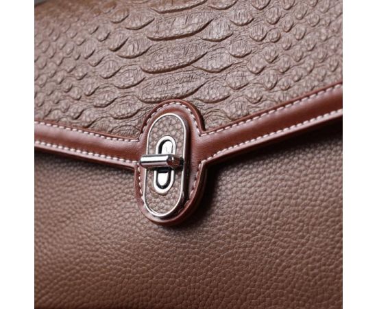 Придбати Женская сумка с фактурным клапаном из натуральной кожи Vintage 22621 Коричневая, image , зображення 13, характеристики, відгуки