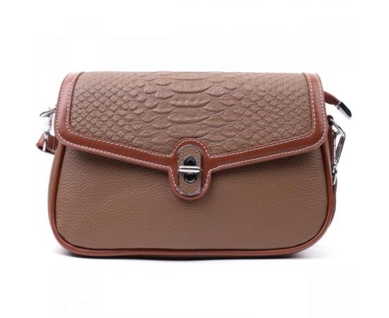 Придбати Женская сумка с фактурным клапаном из натуральной кожи Vintage 22621 Коричневая, image , зображення 5, характеристики, відгуки
