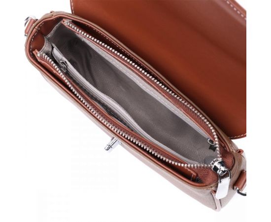 Придбати Женская сумка с фактурным клапаном из натуральной кожи Vintage 22621 Коричневая, image , зображення 9, характеристики, відгуки