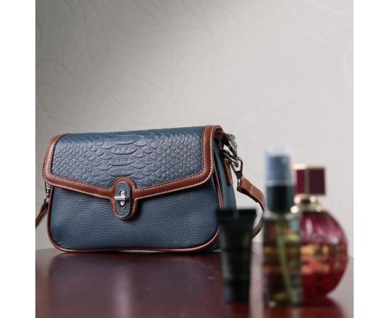 Придбати Сумка женская с фактурным клапаном из натуральной кожи Vintage 22622 Синяя, image , зображення 11, характеристики, відгуки