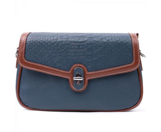Придбати Сумка женская с фактурным клапаном из натуральной кожи Vintage 22622 Синяя, image , зображення 5, характеристики, відгуки