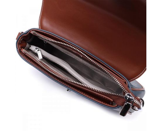 Придбати Сумка женская с фактурным клапаном из натуральной кожи Vintage 22622 Синяя, image , зображення 9, характеристики, відгуки