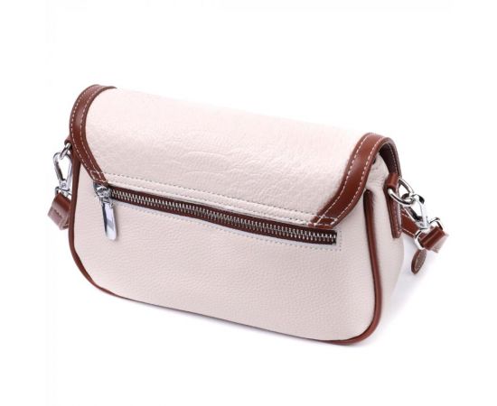 Купить Красивая женская сумка на лето с фактурным клапаном из натуральной кожи Vintage 22623 Белая, фото , изображение 2, характеристики, отзывы