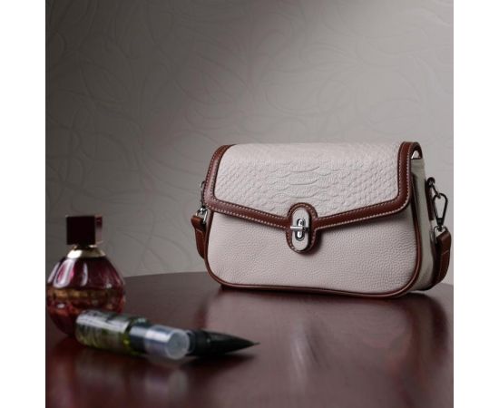 Купить Красивая женская сумка на лето с фактурным клапаном из натуральной кожи Vintage 22623 Белая, фото , изображение 11, характеристики, отзывы