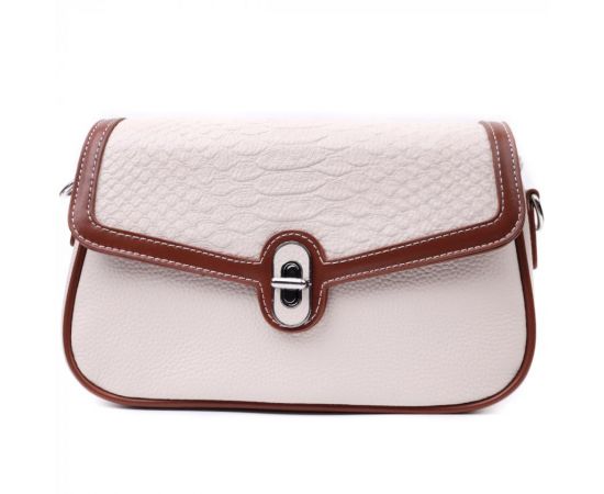 Купить Красивая женская сумка на лето с фактурным клапаном из натуральной кожи Vintage 22623 Белая, фото , изображение 5, характеристики, отзывы