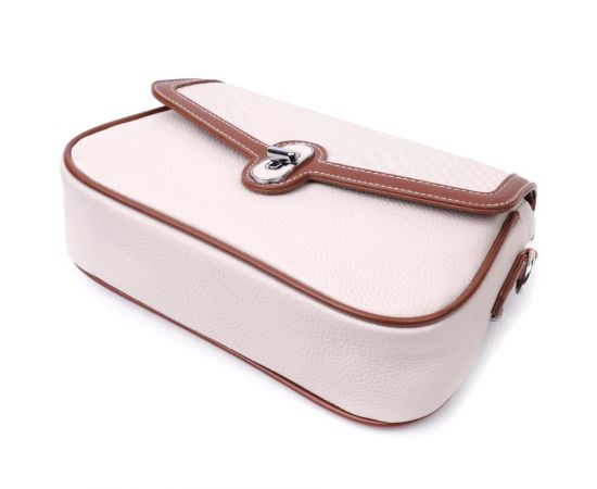 Купить Красивая женская сумка на лето с фактурным клапаном из натуральной кожи Vintage 22623 Белая, фото , изображение 7, характеристики, отзывы