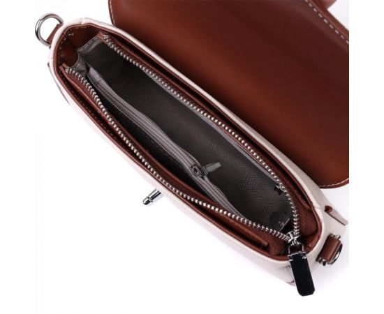 Купить Красивая женская сумка на лето с фактурным клапаном из натуральной кожи Vintage 22623 Белая, фото , изображение 9, характеристики, отзывы