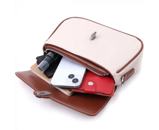 Купить Красивая женская сумка на лето с фактурным клапаном из натуральной кожи Vintage 22623 Белая, фото , изображение 10, характеристики, отзывы