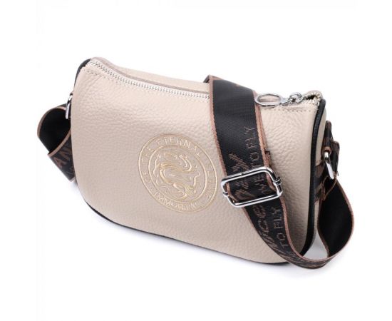 Купить Женская сумка с вышивкой на лицевой стороне из натуральной кожи Vintage 22625 Бежевая, фото , характеристики, отзывы