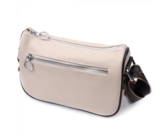 Купить Женская сумка с вышивкой на лицевой стороне из натуральной кожи Vintage 22625 Бежевая, фото , изображение 2, характеристики, отзывы