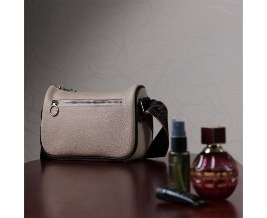 Купить Женская сумка с вышивкой на лицевой стороне из натуральной кожи Vintage 22625 Бежевая, фото , изображение 12, характеристики, отзывы