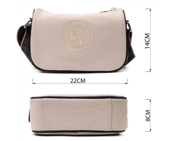 Купить Женская сумка с вышивкой на лицевой стороне из натуральной кожи Vintage 22625 Бежевая, фото , изображение 3, характеристики, отзывы