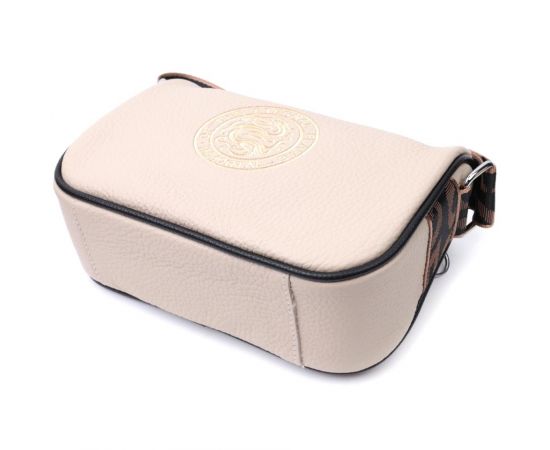 Купить Женская сумка с вышивкой на лицевой стороне из натуральной кожи Vintage 22625 Бежевая, фото , изображение 5, характеристики, отзывы