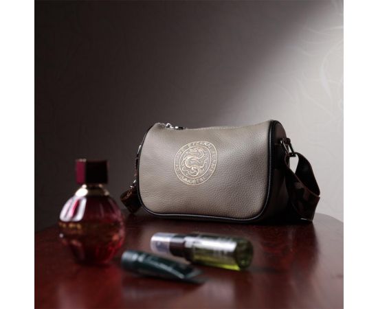 Купить Красивая женская сумка с вышивкой на лицевой стороне из натуральной кожи Vintage 22626 Серая, фото , изображение 11, характеристики, отзывы