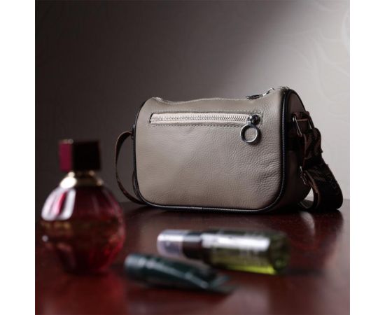 Купить Красивая женская сумка с вышивкой на лицевой стороне из натуральной кожи Vintage 22626 Серая, фото , изображение 12, характеристики, отзывы