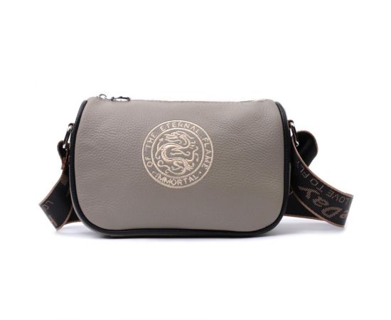 Купить Красивая женская сумка с вышивкой на лицевой стороне из натуральной кожи Vintage 22626 Серая, фото , изображение 6, характеристики, отзывы