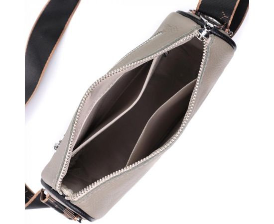 Купить Красивая женская сумка с вышивкой на лицевой стороне из натуральной кожи Vintage 22626 Серая, фото , изображение 9, характеристики, отзывы