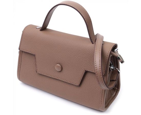 Придбати Женская сумка с геометрическим клапаном из натуральной кожи Vintage 22630 Коричневая, image , характеристики, відгуки