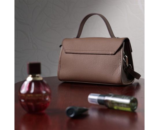Придбати Женская сумка с геометрическим клапаном из натуральной кожи Vintage 22630 Коричневая, image , зображення 12, характеристики, відгуки