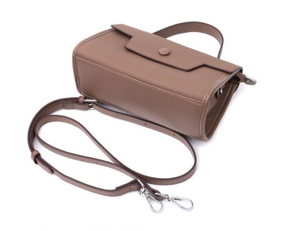 Придбати Женская сумка с геометрическим клапаном из натуральной кожи Vintage 22630 Коричневая, image , зображення 7, характеристики, відгуки