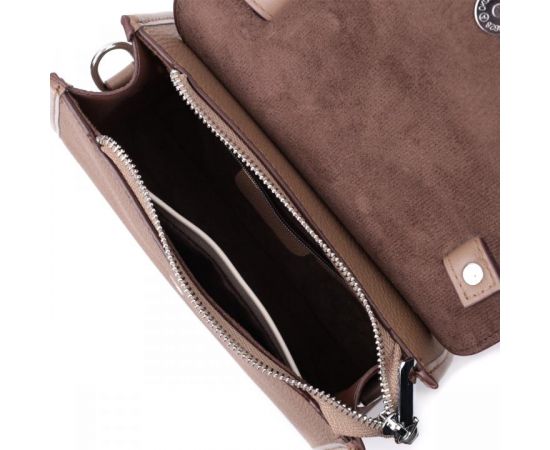 Придбати Женская сумка с геометрическим клапаном из натуральной кожи Vintage 22630 Коричневая, image , зображення 9, характеристики, відгуки