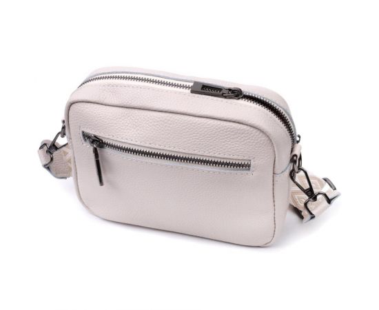 Придбати Сумка для женщин прошитая ромбами на лицевой стороне из натуральной кожи Vintage 22633 Белая, image , зображення 2, характеристики, відгуки