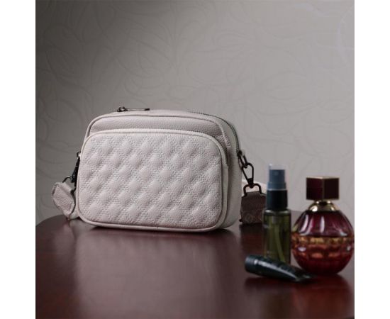 Придбати Сумка для женщин прошитая ромбами на лицевой стороне из натуральной кожи Vintage 22633 Белая, image , зображення 11, характеристики, відгуки