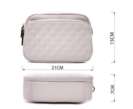 Придбати Сумка для женщин прошитая ромбами на лицевой стороне из натуральной кожи Vintage 22633 Белая, image , зображення 3, характеристики, відгуки