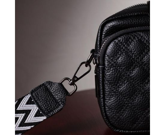 Придбати Женская сумка прошитая ромбами на лицевой стороне из натуральной кожи Vintage 22634 Черная, image , зображення 13, характеристики, відгуки