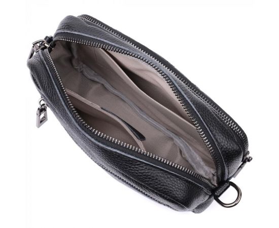 Придбати Женская сумка прошитая ромбами на лицевой стороне из натуральной кожи Vintage 22634 Черная, image , зображення 8, характеристики, відгуки