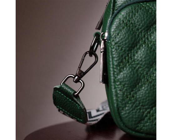 Купить Небольшая женская сумка прошитая ромбами на лицевой стороне из натуральной кожи Vintage 22635 Зеленая, фото , изображение 13, характеристики, отзывы