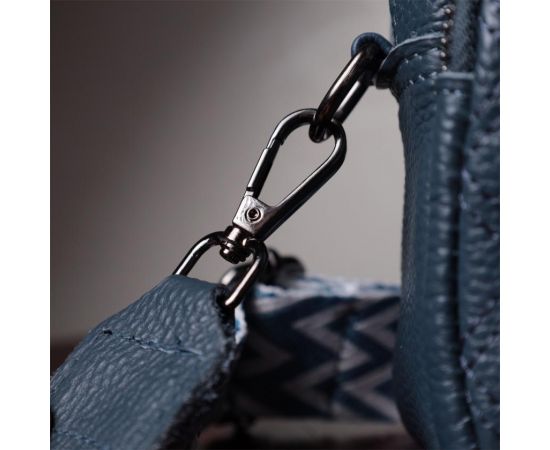 Придбати Стильная женская сумка прошитая ромбами на лицевой стороне из натуральной кожи Vintage 22636 Синяя, image , зображення 13, характеристики, відгуки