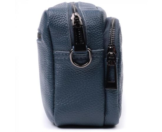 Придбати Стильная женская сумка прошитая ромбами на лицевой стороне из натуральной кожи Vintage 22636 Синяя, image , зображення 6, характеристики, відгуки