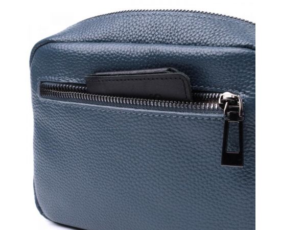 Придбати Стильная женская сумка прошитая ромбами на лицевой стороне из натуральной кожи Vintage 22636 Синяя, image , зображення 7, характеристики, відгуки