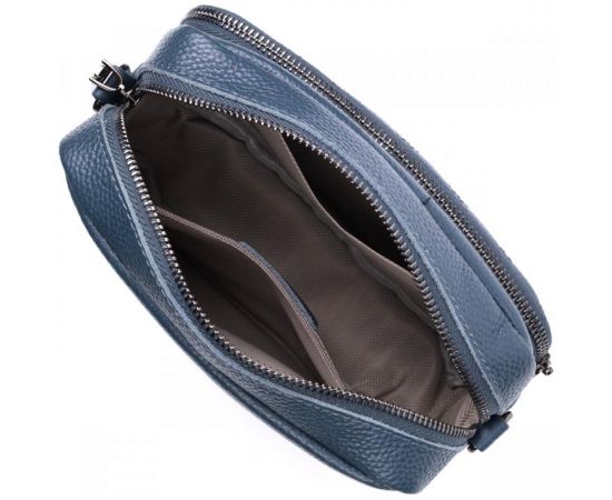 Придбати Стильная женская сумка прошитая ромбами на лицевой стороне из натуральной кожи Vintage 22636 Синяя, image , зображення 9, характеристики, відгуки