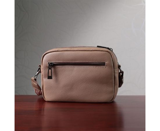 Купить Модная женская сумка прошитая ромбами на лицевой стороне из натуральной кожи Vintage 22637 Бежевая, фото , изображение 12, характеристики, отзывы