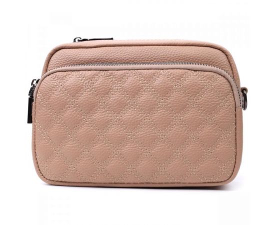 Купить Модная женская сумка прошитая ромбами на лицевой стороне из натуральной кожи Vintage 22637 Бежевая, фото , изображение 5, характеристики, отзывы