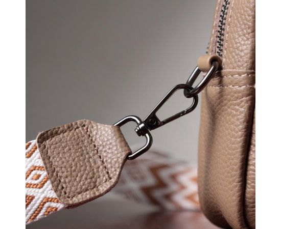 Купить Практичная женская сумка с накладным карманом из натуральной кожи Vintage 22638 Бежевая, фото , изображение 13, характеристики, отзывы