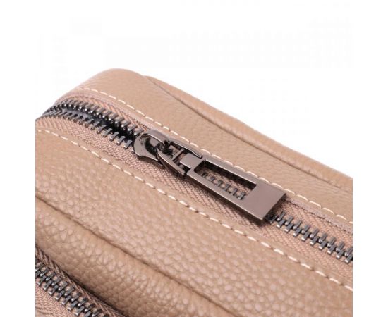 Купить Практичная женская сумка с накладным карманом из натуральной кожи Vintage 22638 Бежевая, фото , изображение 7, характеристики, отзывы