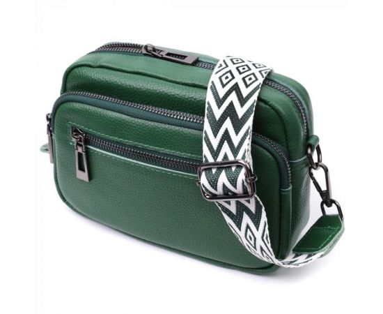 Купить Яркая женская сумка с накладным карманом из натуральной кожи Vintage 22639 Зеленая, фото , характеристики, отзывы