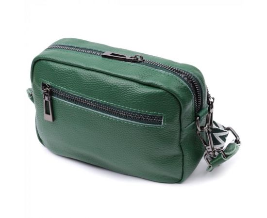 Купить Яркая женская сумка с накладным карманом из натуральной кожи Vintage 22639 Зеленая, фото , изображение 2, характеристики, отзывы