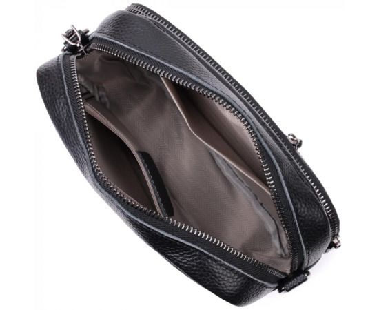 Купить Женская сумка в классическом цвете с накладным карманом из натуральной кожи Vintage 22640 Черная, фото , изображение 9, характеристики, отзывы