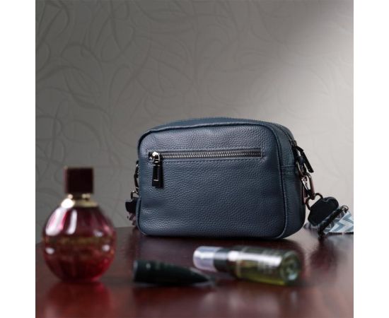 Купить Оригинальная женская сумка с накладным карманом из натуральной кожи Vintage 22641 Синяя, фото , изображение 12, характеристики, отзывы