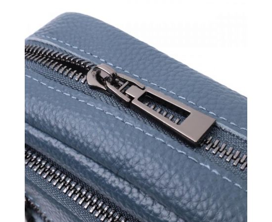 Купить Оригинальная женская сумка с накладным карманом из натуральной кожи Vintage 22641 Синяя, фото , изображение 7, характеристики, отзывы