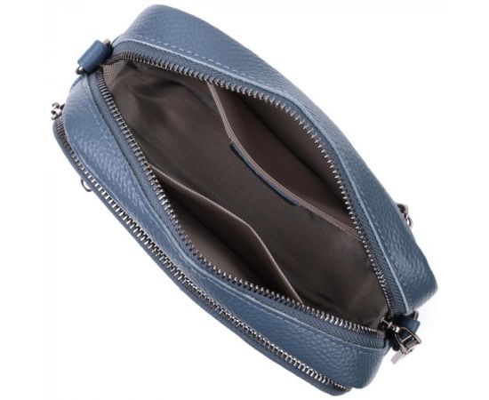 Купить Оригинальная женская сумка с накладным карманом из натуральной кожи Vintage 22641 Синяя, фото , изображение 9, характеристики, отзывы