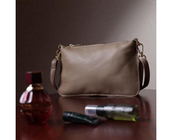 Купить Женская сумка-клатч с двумя ремнями из натуральной кожи Vintage 22643 Бежевая, фото , изображение 9, характеристики, отзывы