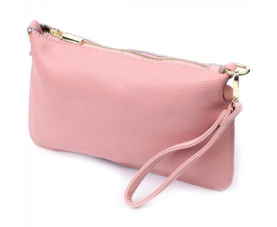 Придбати Красивая женская сумка-клатч с двумя ремнями из натуральной кожи Vintage 22644 Розовая, image , характеристики, відгуки