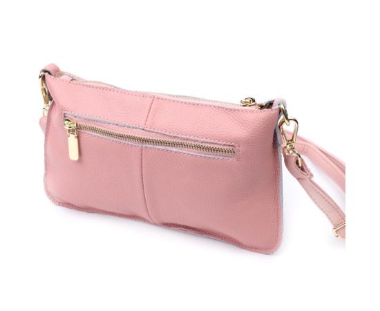 Придбати Красивая женская сумка-клатч с двумя ремнями из натуральной кожи Vintage 22644 Розовая, image , зображення 2, характеристики, відгуки